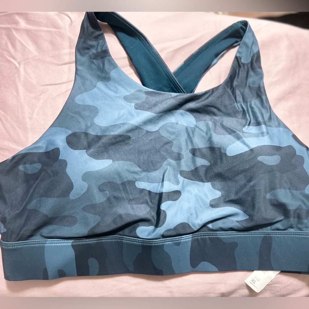 Fabletics Blue Camo XL Sports Bra